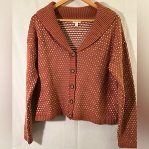 Garnet Hill Rust Cardigan Sweater, wool, medium